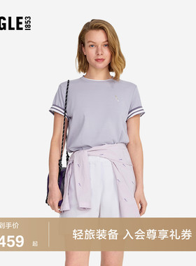 AIGLE艾高女士上衣凉感罗纹圆领T恤法式时尚户外休闲短袖BF62