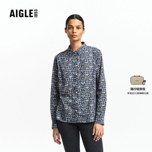 AIGLE女士印花长袖衬衫休闲衣