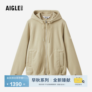 AIGLE艾高女士全拉抓绒衣连帽外套户外休闲上衣26年早秋新品CA10