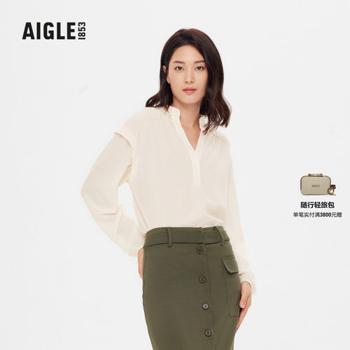 AIGLE女士衬衫V领户外休闲衣