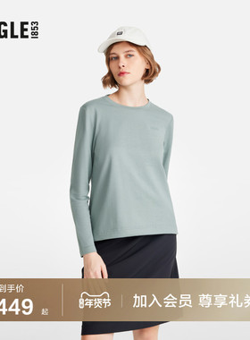 AIGLE艾高夏季新款简约纯色休闲女士纯棉长袖T恤圆领法式上衣