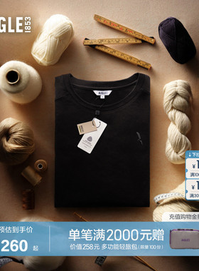 AIGLE艾高美丽诺羊毛户外休闲经典圆领长袖T恤内搭黑色上衣BN59