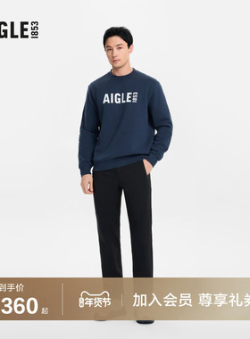 AIGLE艾高春季WR防泼水经典时尚长裤子休闲运动黑色裤子男士裤子