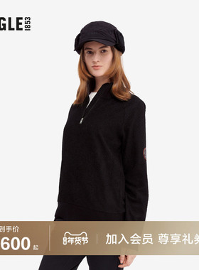【SKI滑雪系列】AIGLE艾高保暖防风耐穿卫衣女款外套黑色上衣女士