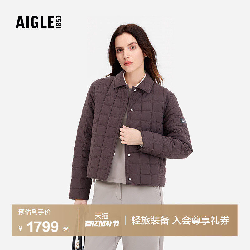 AIGLE艾高秋冬款WR防泼水户外上衣运动舒适短款保暖棉服女士外套