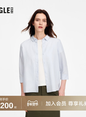 AIGLE艾高凉感舒适衬衫女士法式设计感长袖蓝色户外休闲上衣