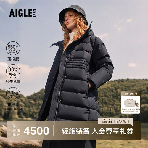 艾高鹅绒羽绒服女士户外保暖长款