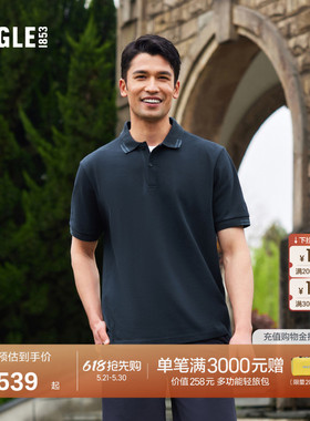 AIGLE艾高男士短袖POLO衫T恤户外休闲衣蓝色法式上衣夏季Q038