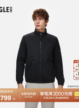AIGLE艾高软壳行政夹克运动黑色法式上衣男士户外休闲外套BH88