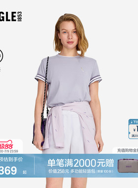AIGLE艾高女士上衣凉感罗纹圆领T恤法式时尚户外休闲短袖BF62