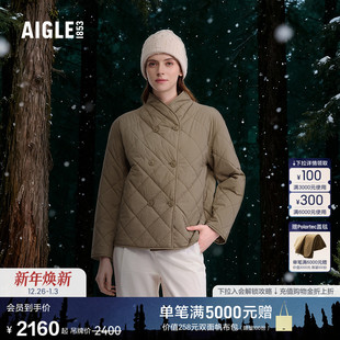 AIGLE艾高女士棉服户外保暖棉外套菱形绗缝棉袄棉衣25年冬季 新品