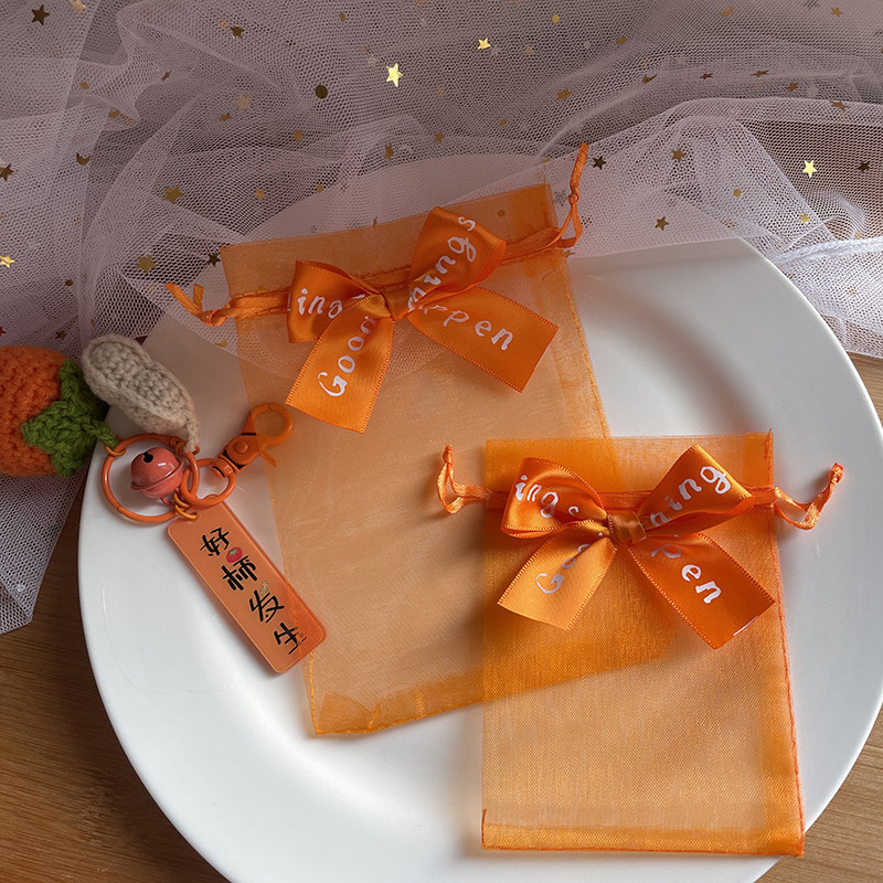 好事花生橘色蝴蝶结纱袋口红小礼品袋抽绳束口糖果袋伴手礼包装袋,节庆用品/礼品,糖盒/糖盒配件,淘宝优惠券,粉丝福利购,淘宝优惠卷