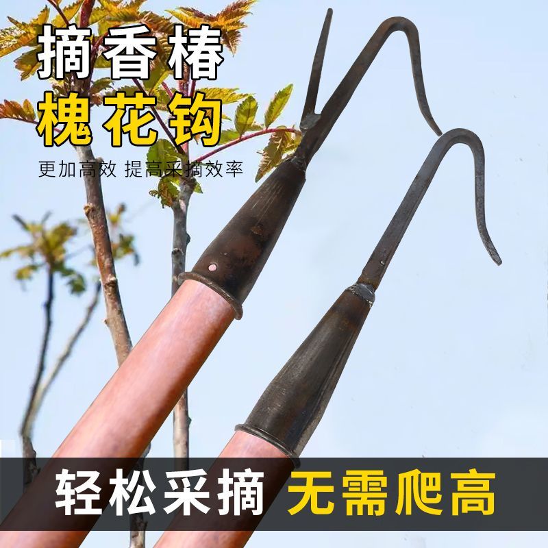 摘香椿槐花钩单钩双钩家用香椿采摘杆摘槐花榆钱的钩子香椿芽用钩