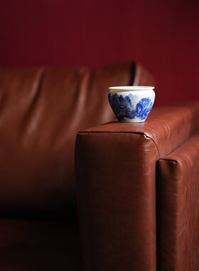 景德镇手作艺林堂誌青花溪山无尽卷口缸杯