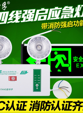 温特孚led消防应急指示灯4线带强启疏散应急照明灯安全出口标志牌