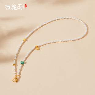 小众设计仿珍珠项链施家珍珠万能扣毛衣链搭配黄金罗盘葫芦吊坠女