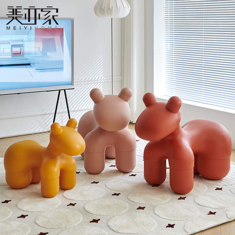 卡通凳子塑料凳子加厚家用餐桌现代高板凳创意北欧简约圆凳方椅子