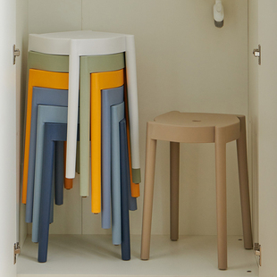 商用加厚家用餐桌高板凳现代简约风车凳可叠放圆登小椅子塑料凳子