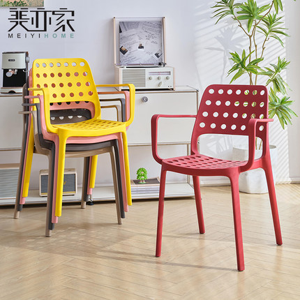 餐椅简约家用结实耐用塑料椅子可叠放靠背椅商用餐厅高级感餐桌椅