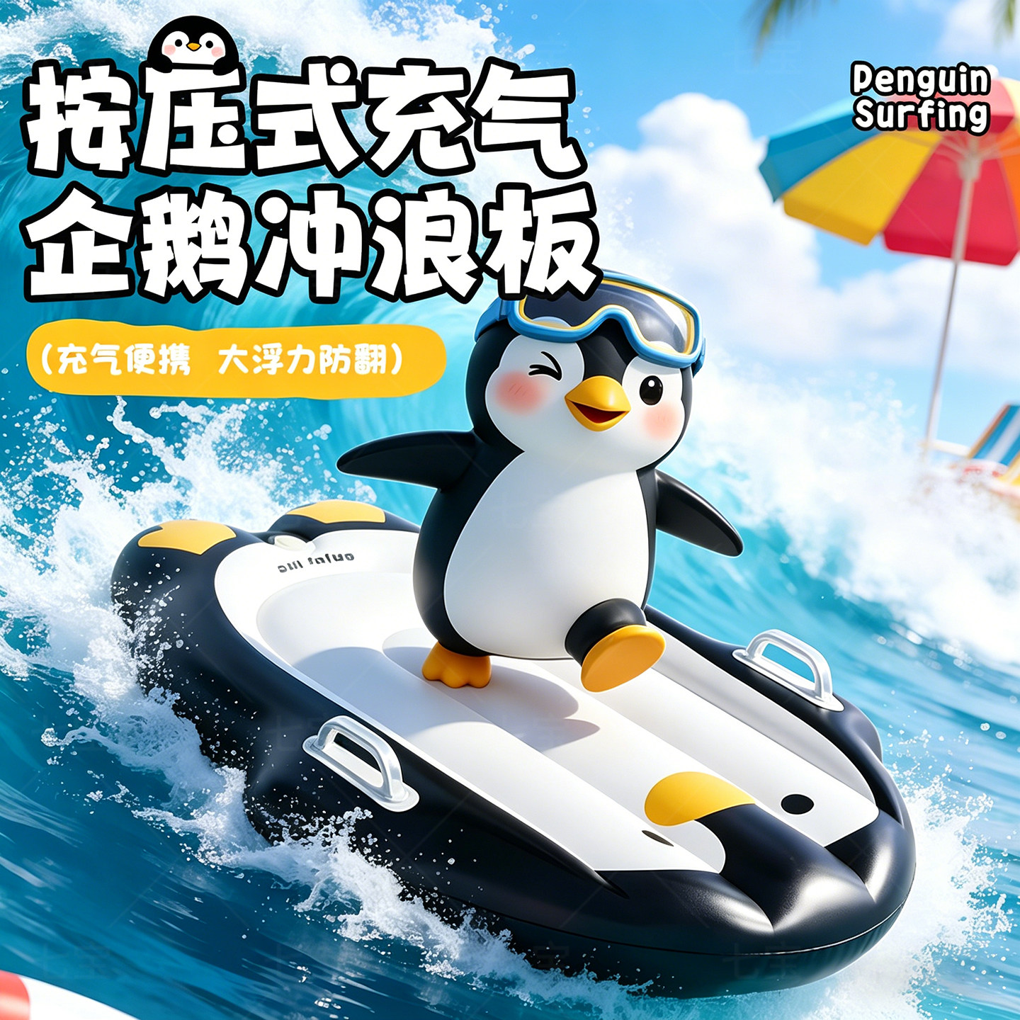 无需气筒企鹅冲浪板按压即充图片
