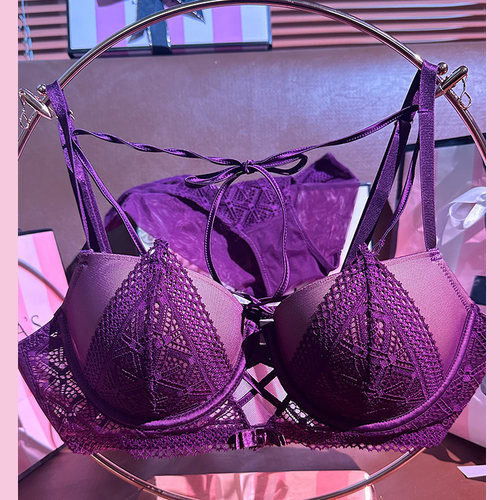 维多利亚性感挂脖绑带大胸内衣女