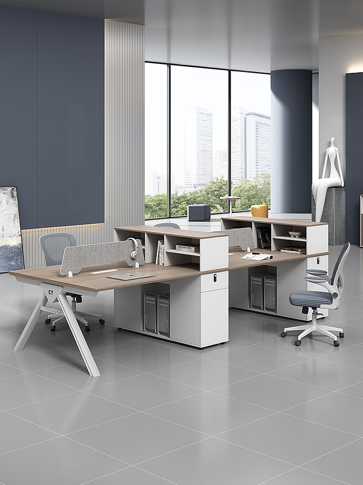 工作人员办公桌简单现代的工作人员办公桌和椅子组合4 6人甲板办