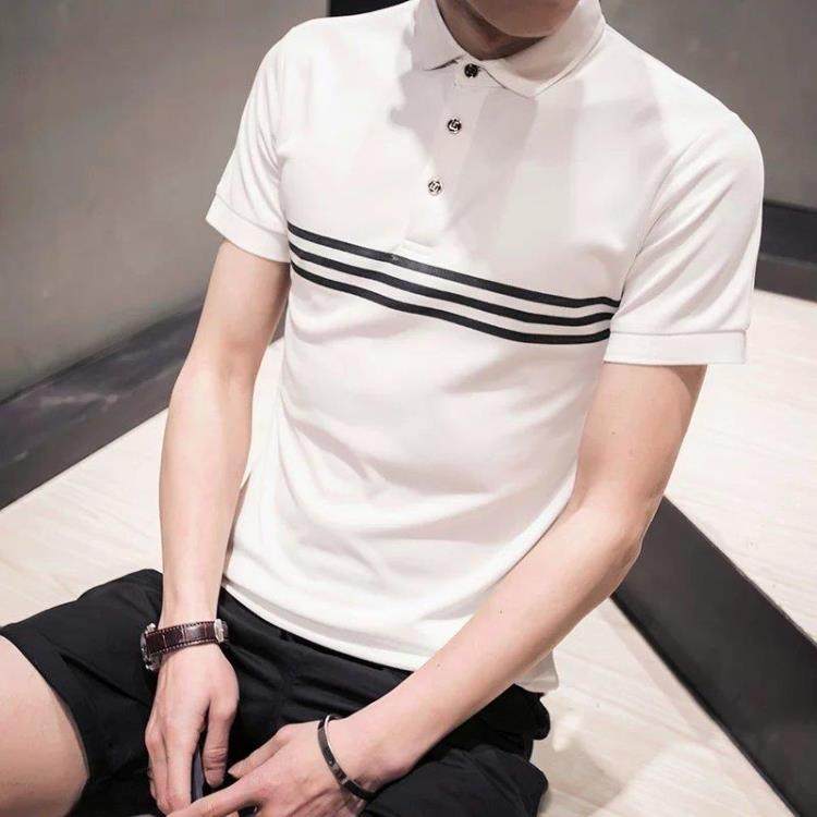 夏季潮牌男士带领短袖T恤条纹翻领韩版修身青少年Polo衫t桖男上衣|msdalam kategori Pakaian Lelaki, baju-T - dari Buy2taobao.com untuk memberikan perkhidmatan ejen Taobao profesional membeli