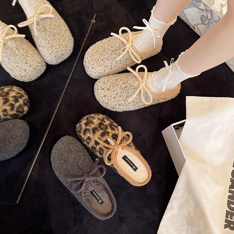 设计感豹纹包头半拖鞋女