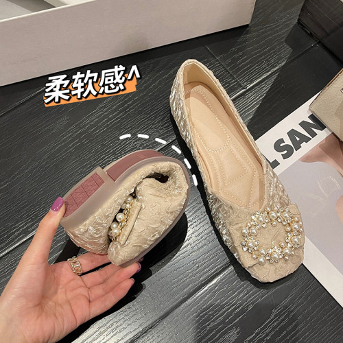 高级感单鞋浅口法式软底豆豆鞋