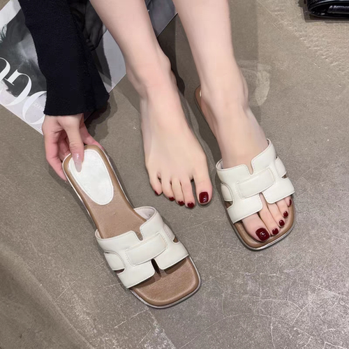 网红时尚复古小众一字拖女