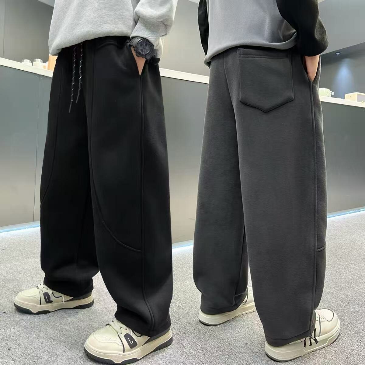 男童裤子秋装运动裤儿童秋冬款大童秋季弯刀裤初中生男孩卫裤12岁