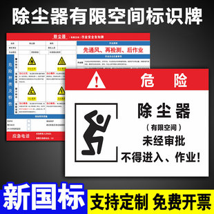 除尘器有限空间警示标识牌有限空间安全告知牌受限空间作业风险告知牌化粪池加油站密闭空间未经许可禁止入内