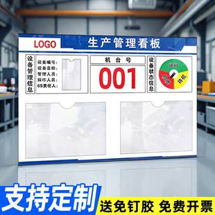 定制车间生产管理看板设备信息公示牌公示栏亚克力产量计数展示宣传栏设备运行状态标识牌注塑机器编号提示牌
