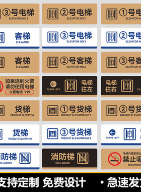 客梯货梯标识牌小区物业酒店1号2号电梯停靠楼层数字指示牌标志牌