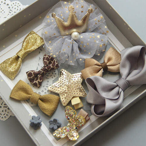 韩国儿童皇冠全包布礼盒女孩发夹