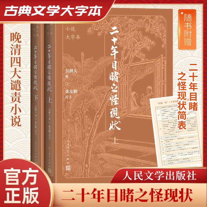 【官方正版】 二十年目睹之怪现状 9787020186259 (清) 吴趼人著 人民文学出版社