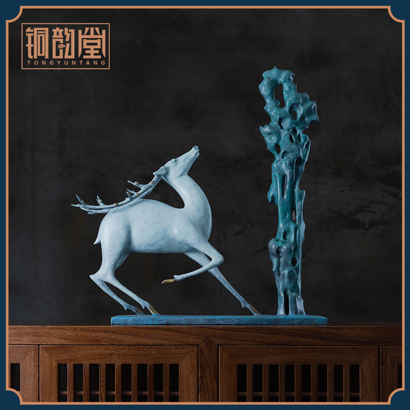 铜韵堂丨福运吉祥鹿家居客厅玄关电视柜摆件办公室桌面中式装饰品,家居饰品,装饰摆件,淘宝优惠券,粉丝福利购,淘宝优惠卷
