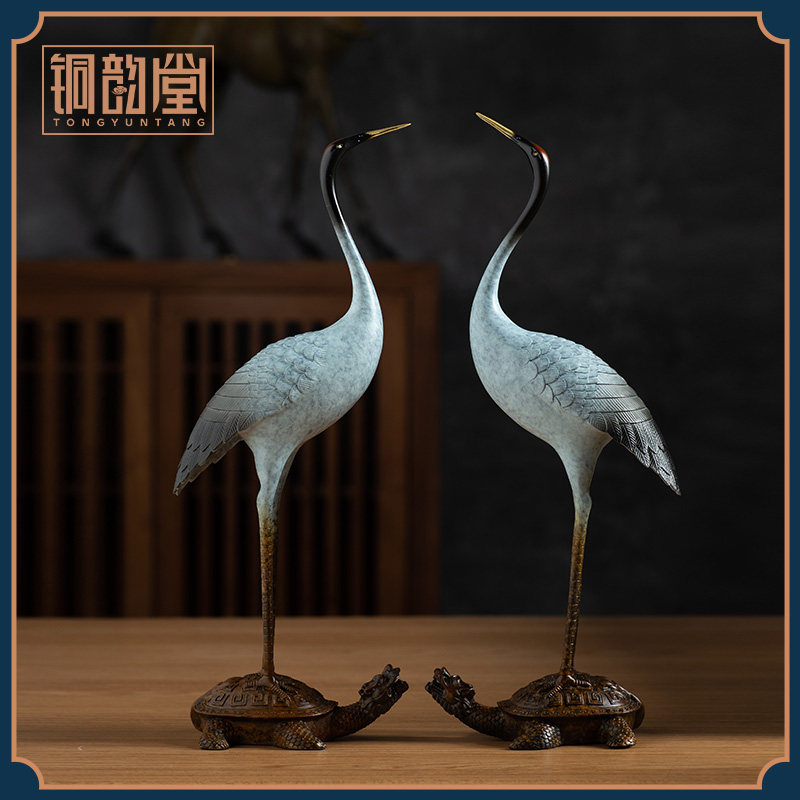 铜仙鹤摆件龟鹤丹顶鹤一对客厅玄关办公室桌面装饰老人生日贺寿礼,家居饰品,桌面摆件,淘宝优惠券,粉丝福利购,淘宝优惠卷