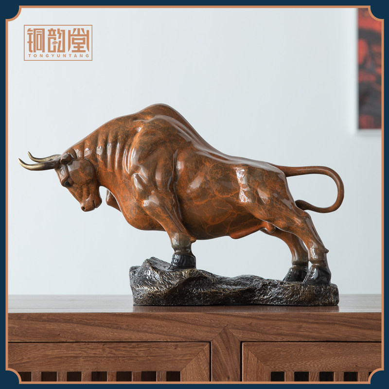 铜牛摆件牛气冲天华尔街股市旺市牛办公室桌面装饰品乔迁开业贺礼