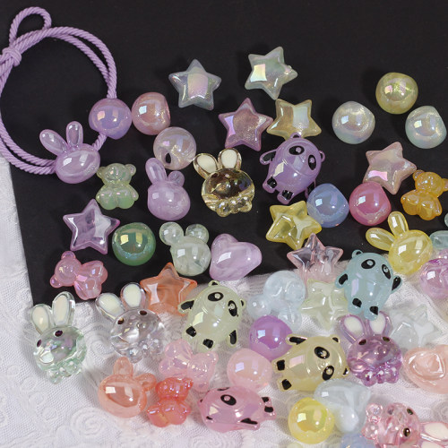 炫彩果冻色卡通皮筋珠小熊兔子