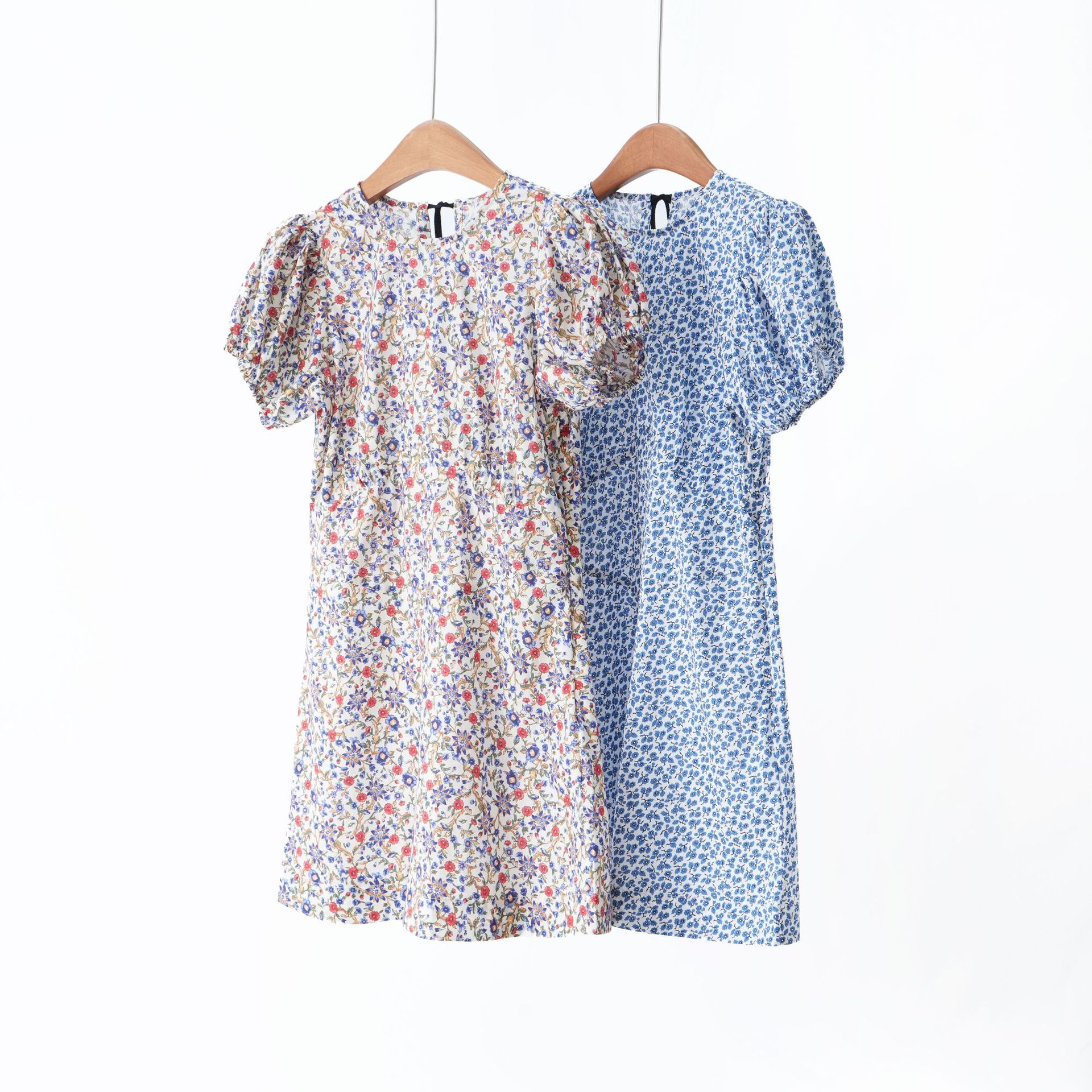 甜美花园 | 26春夏新品100高支棉法式复古碎花圆领泡泡袖连衣裙女