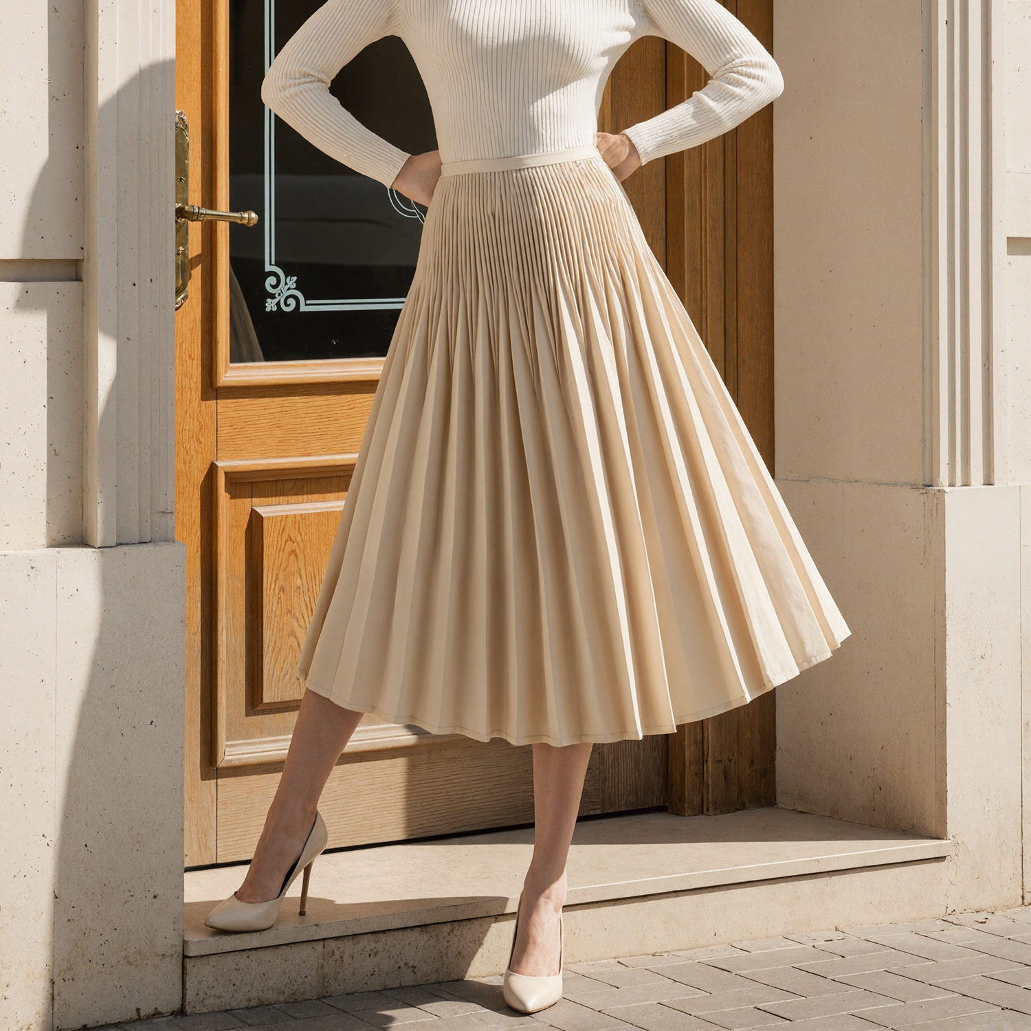 三宅a字半身裙女中长款26春夏新款松紧腰宽松大摆显瘦气质百褶裙