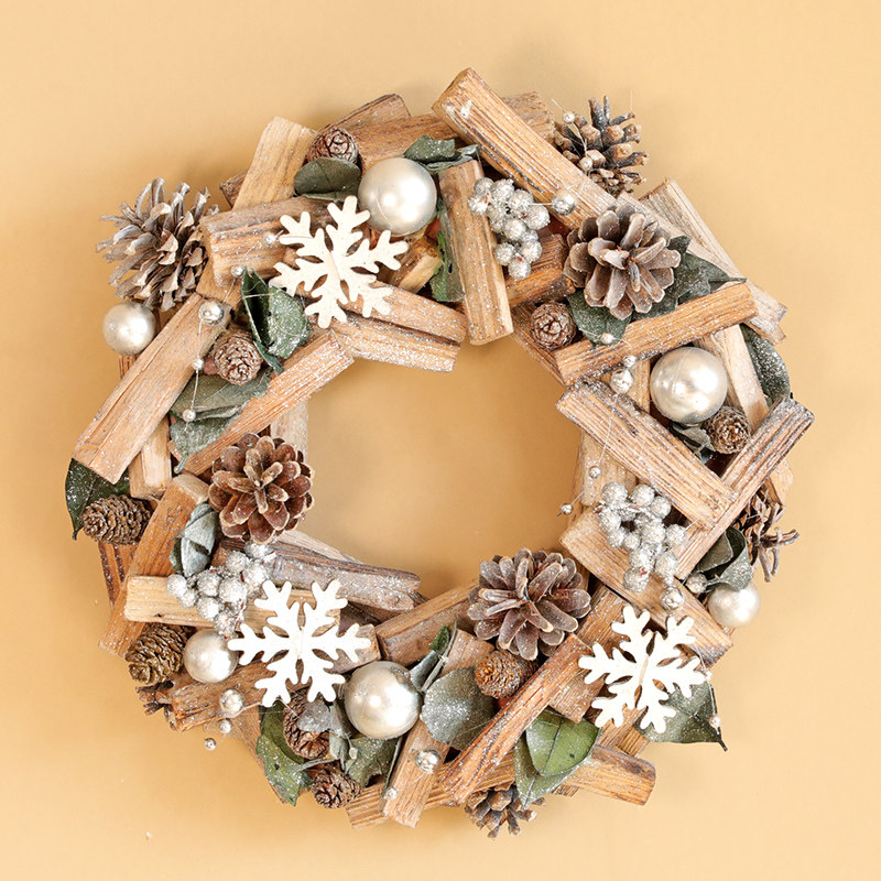 圣诞花环花圈挂件酒店餐厅橱窗桌面圣诞树装饰品圣诞节豪华北欧风