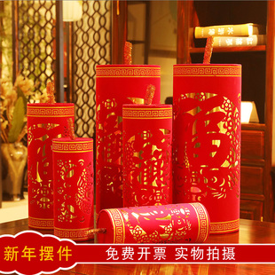 2026马年新年坐炮摆件商场酒店大堂年会堆头装饰用品春节布置鞭炮