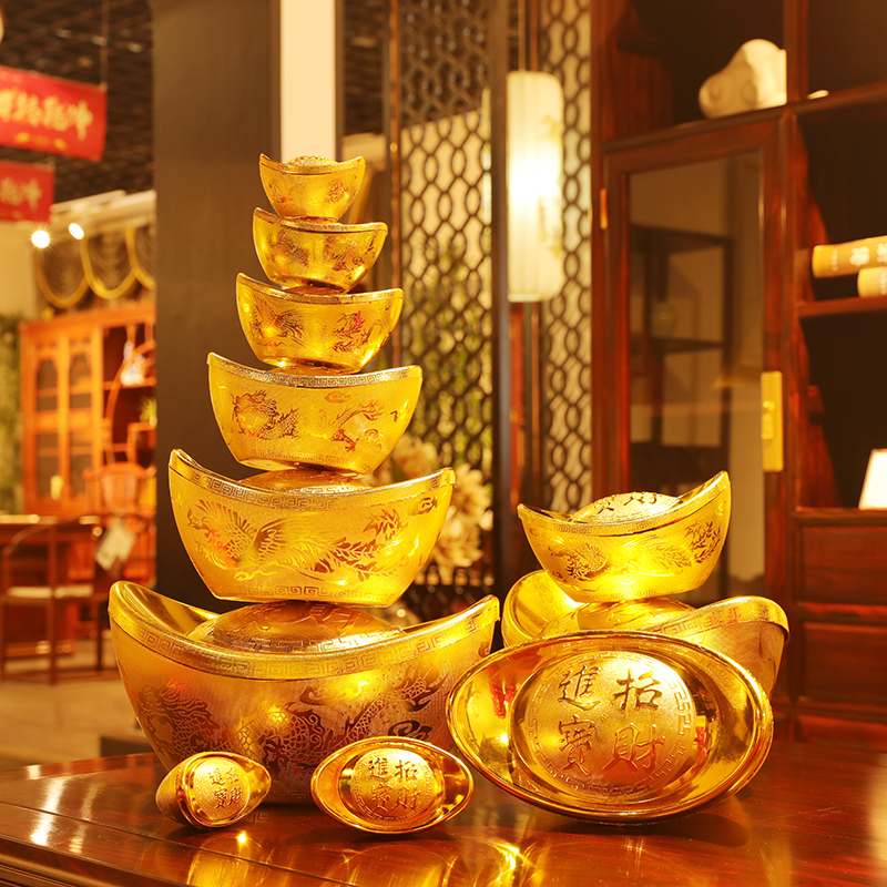 仿真大金元宝开业装饰品招财乔迁摆件塑料金元宝场景布置新年摆设