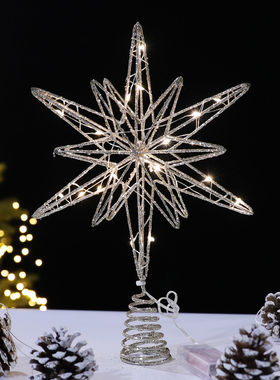 圣诞节装饰品圣诞铁艺树顶星圣诞树发光星星五角星装饰布置挂摆件