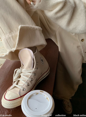 ALL IN美式复古新款水洗棉加厚磨毛翻边宽松开叉直筒阔腿休闲裤