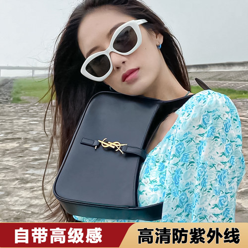 小红书网红款象牙白多边形墨镜女