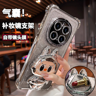 闪粉气囊适用荣耀magic7手机壳新款magic6Pro带镜头膜荣耀magic5镜子支架全包防摔魔术4专用硅胶保护套可爱女
