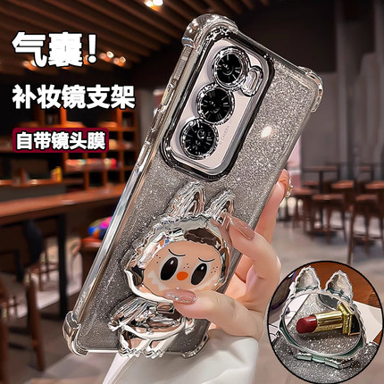 闪粉气囊适用opporeno14手机壳新款reno13Pro全包防摔12带镜头膜reno11硅胶高级感10可爱9镜子支架8小众女7套